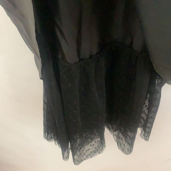 ASOS FAUX LEATHER BLACK ELASTIC SLEEVELESS DRESS  WITH LACE SLIP SIZE 10 - Picture 6 of 9